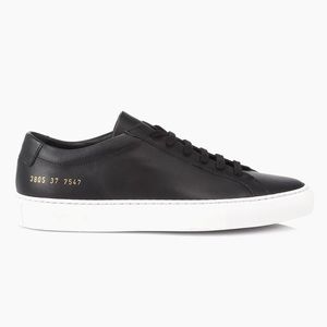Common Projects Made In Italy Women's Black Leather Low Top Sneakers Size 36